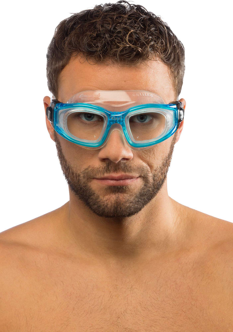 [AUSTRALIA] - Cressi Adult Swim Goggles with Tempered Glass Lens with Anti-UV Treatment | Galileo: Made in Italy Clear/Aquamarine 