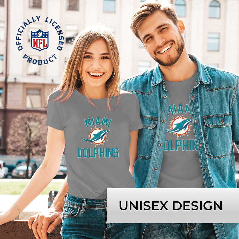 Team Fan Apparel NFL Adult Gameday T-Shirt - Cotton Blend - Tagless - Semi-Fitted - Unleash Your Team Spirit During Game Day Miami Dolphins - Gray Large - BeesActive Australia