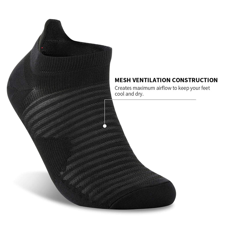 Compression Running Ankle Socks Low Cut(6 Pairs) for Men & Women Black (6 Pairs) Large-X-Large - BeesActive Australia