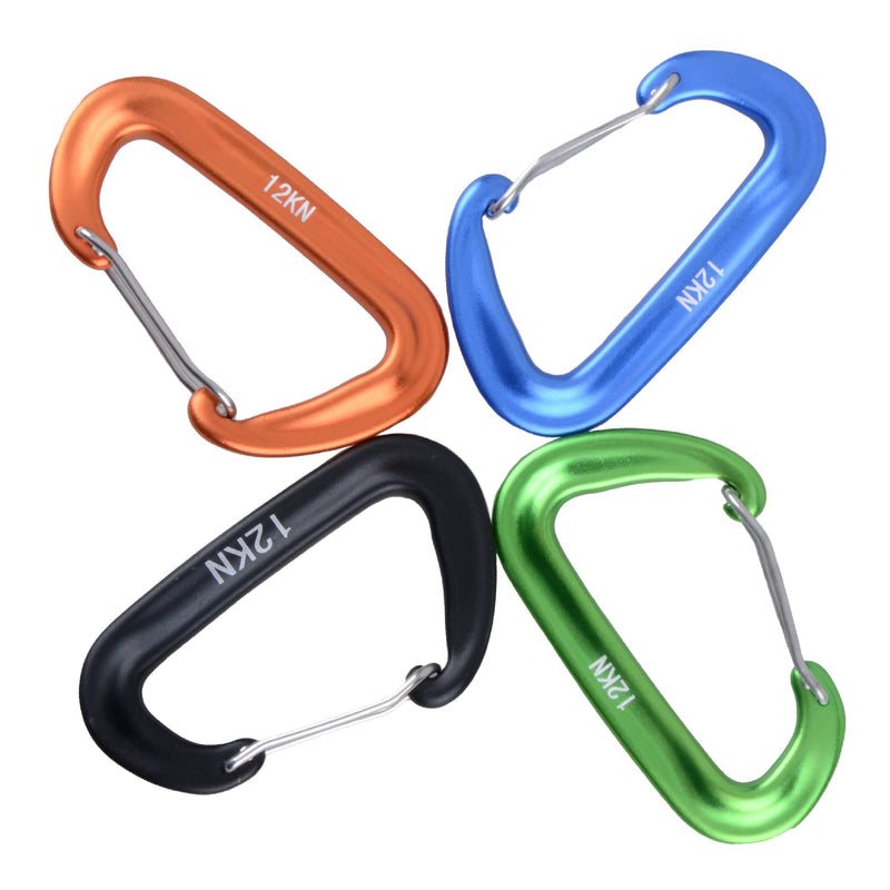 Azarxis Carabiner Clips, 12 25KN Aluminium D Ring Heavy Duty Lightweight Caribeaners for Hammock, Camping, Hiking, Outdoor, Gym, Dog Leash, Backpack, Harness 12KN - Wiregate - Blue - 4 Pack - BeesActive Australia