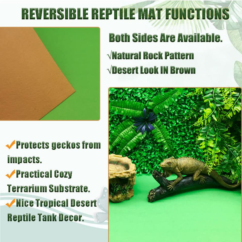 Tfwadmx Reversible Reptile Carpet, 39’’ x 20’’ Terrarium Bedding Substrate Liner Lizard Soft Mats Reptile Cage Mat Supplies and Tongs for Bearded Dragon Tortoise Leopard Gecko Snake - BeesActive Australia