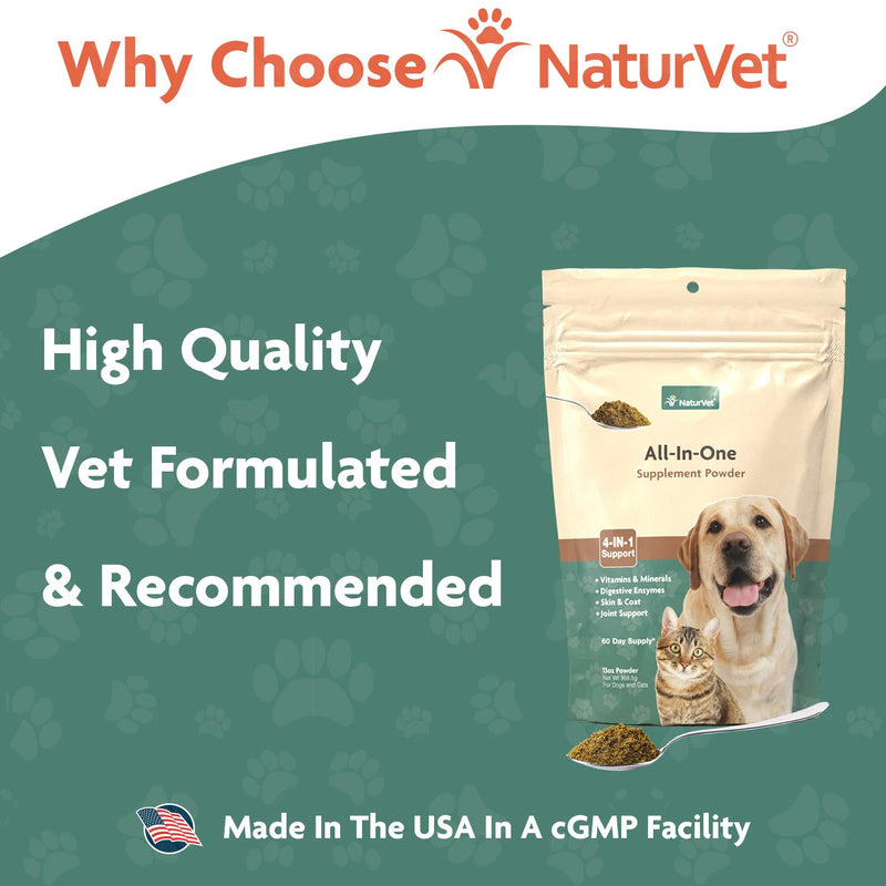 NaturVet All-in-One Dog Supplement - for Joint Support, Digestion, Skin, Coat Care – Dog Multivitamins with Minerals, Omega-3, 6, 9 – Wheat-Free Vitamins for Dogs – 13-Ounce Powder - BeesActive Australia