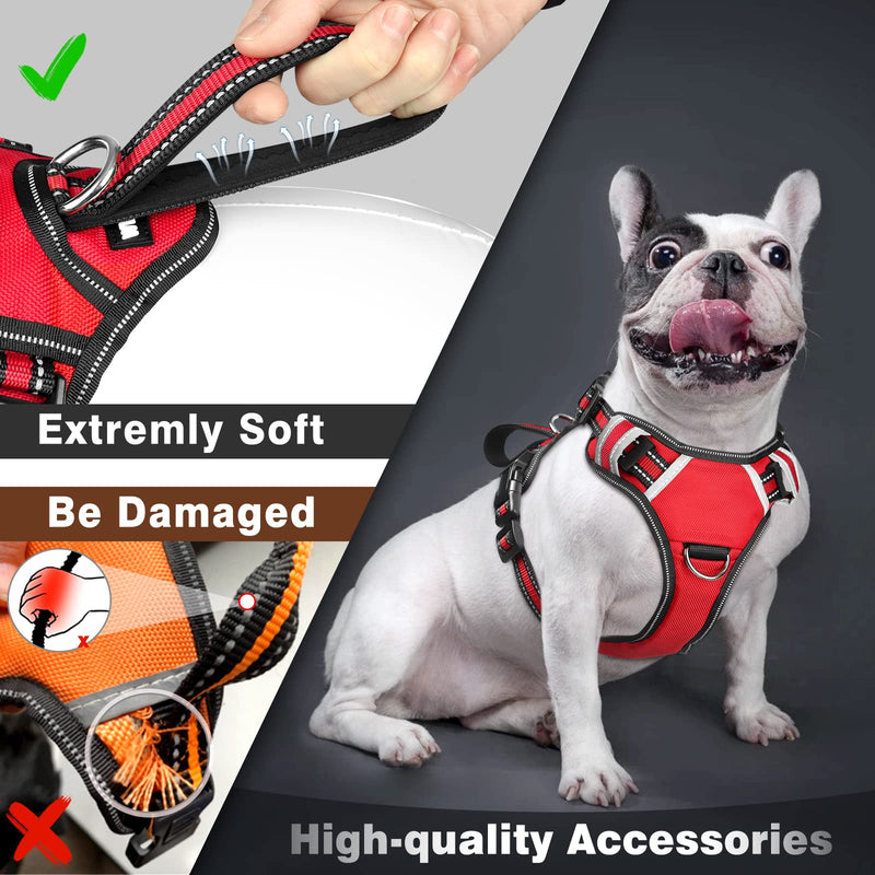 WINSEE Service Dog Vest No Pull Dog Harness with 7 Dog Patches, Reflective Pet Harness with Durable Soft Padded Handle for Training Small, Medium, Large, and Extra-Large Dogs (Large, Black) Red - BeesActive Australia
