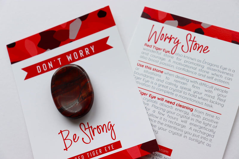 Red Tiger Eye Crystal Worry Thumb Stone Meditation Spiritual Stress Relief Gift Birthday Healing Energy Reiki Chakra Red Tiger Eye - BeesActive Australia