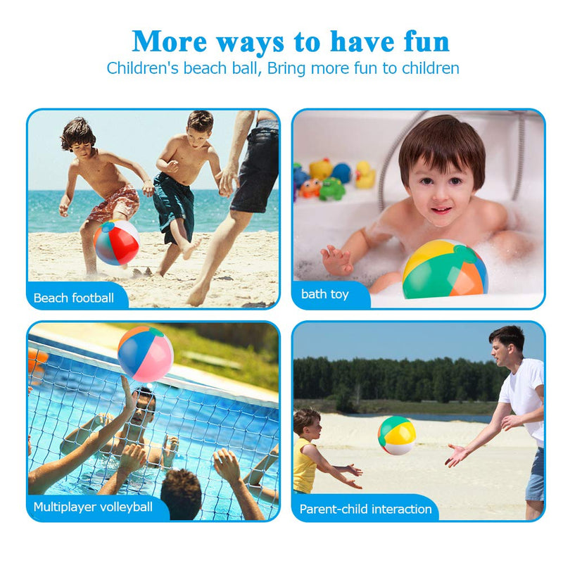 [AUSTRALIA] - Coogam Inflatable Beach Ball Classic Rainbow Color Birthday Pool Party Favors Summer Water Toy Fun Play Beachball Game for Kid Boys Girls 8 to 12 Inches from Inflated to Deflated (10 PCS) 