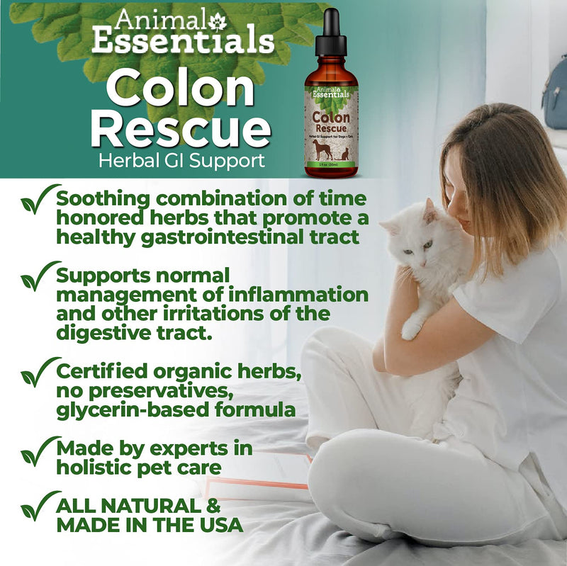 Animal Essentials Colon Rescue Herbal GI Support for Dogs & Cats, 1 fl oz - Made in USA Digestive Aid, Phytomucil Blend - BeesActive Australia
