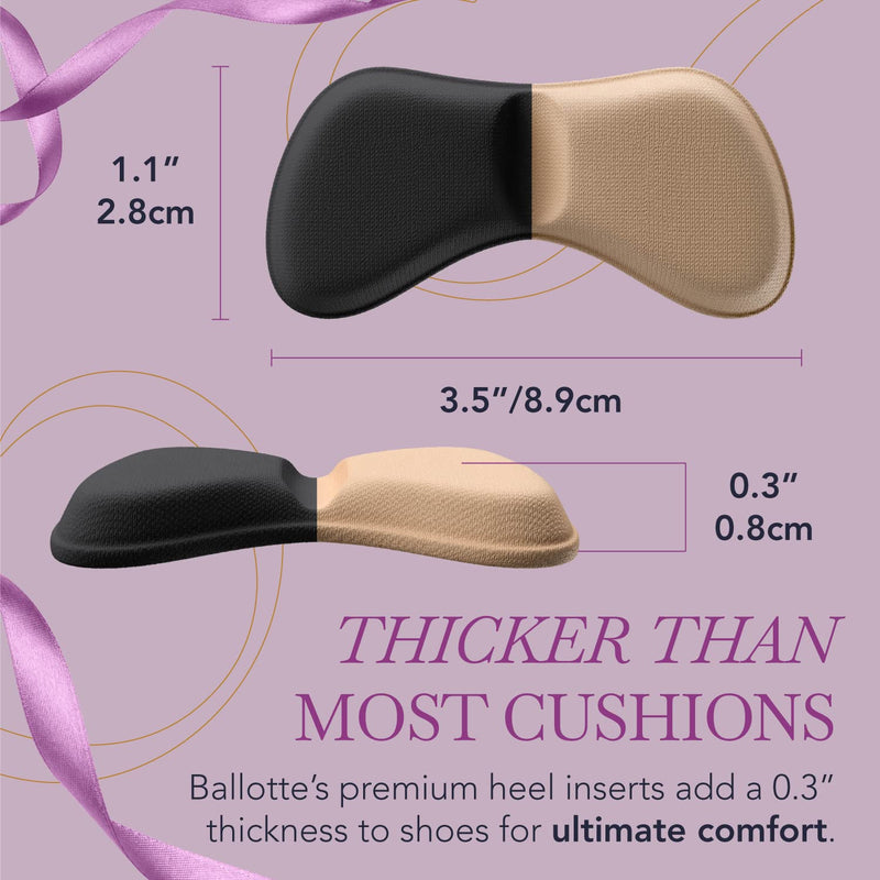 Ballotte Premium Heel Cushion Pads (Multicolour - 12 Pack) | Heel Grips for Women Shoes - Back of Heel Pads for Shoes That are Too Big | Shoe Heel Inserts for Women/Men | Heel Liners for High Heels Butter Black 12 Count (Pack of 1) - BeesActive Australia