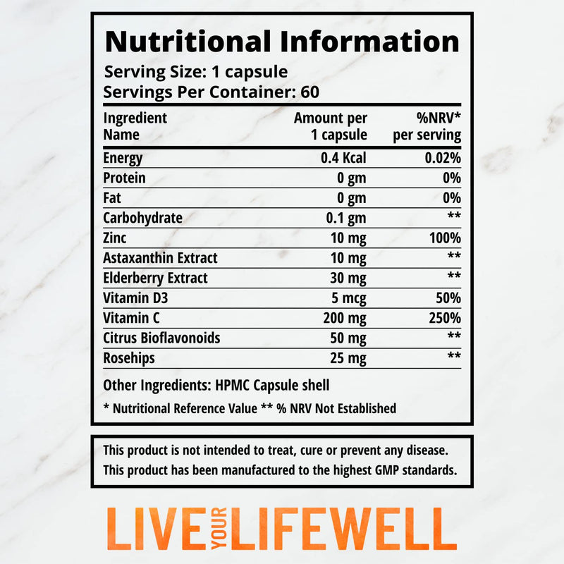 Ultimate Blend | Immunity with Vitamin C, D, Zinc and Elderberry | Immune Support & Antioxidant | Vegan, Gluten Free | Boosts Energy, Supports Immunity | For Healthy Hair, Skin, Bones � 60 Veggie Caps - BeesActive Australia