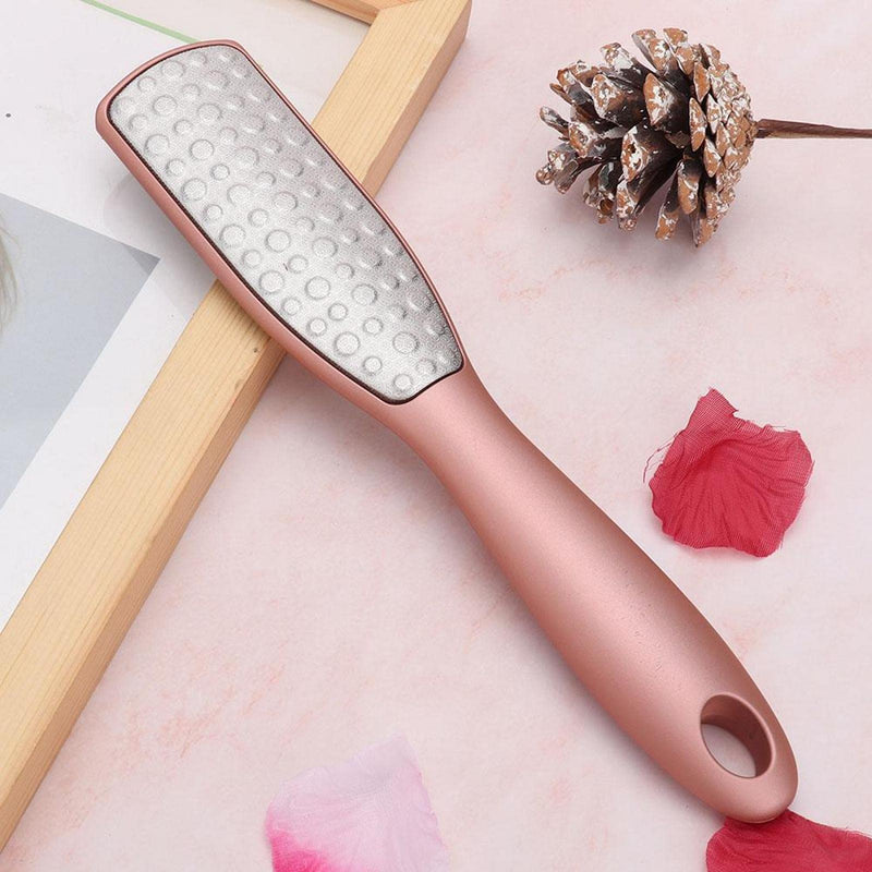 Double Sided Foot File & Callus Remover, Stainless Steel Hard Dead Skin Foot Rasp Heel Peel Egg Foot Scrubber Pedicure Tool for Dry and Cracked Feet, Make Feet Smooth (Rose gold) Rose gold - BeesActive Australia