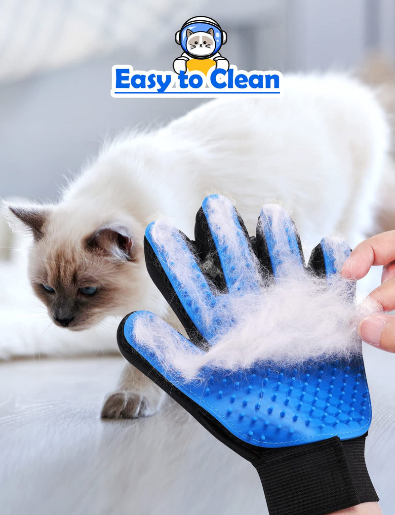 Cat Grooming Glove Brush, RIFNEEIM Pet Deshedding Glove with Self Cleaning Slicker Brush, Efficient Pet Hair Remover Massage Tool with Enhanced Five Finger Design for Cat Dog - BeesActive Australia