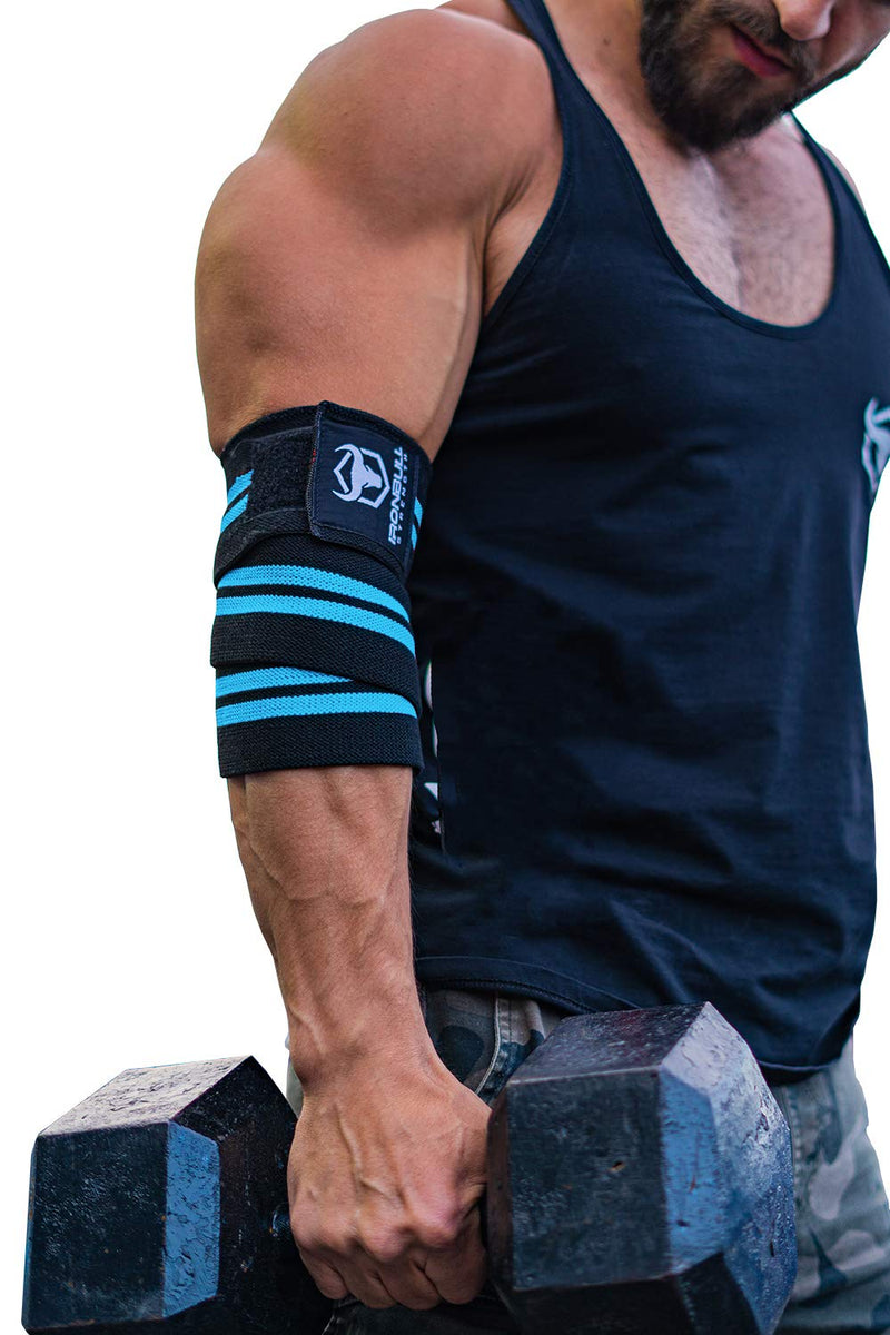 Iron Bull Strength Elbow Wraps (1 Pair) - 40" Elastic Elbow Support & Compression - for Weightlifting, Powerlifting, Fitness, Cross Training & Gym Workout - Elbow Straps for Weight Lifting - BeesActive Australia