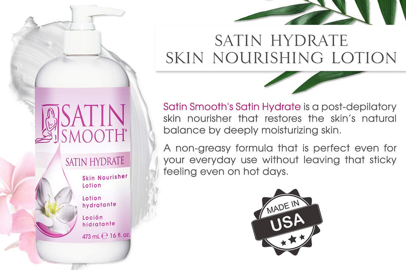 Satin Smooth Hydrate Skin Nourisher Lotion, Post Waxing Treatment, Daily Moisturizer 16 oz 16 Ounce 1 pack - BeesActive Australia