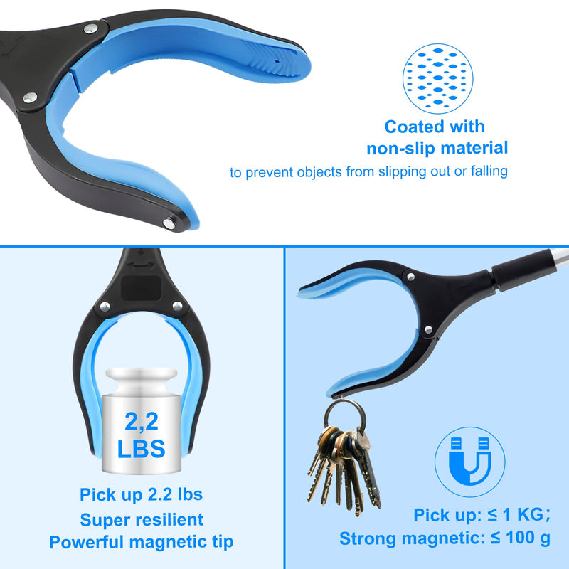 OITUGG Litter Pickers set of 2 pcs - Rubbish Picker Grabber with Magnetic Tip - 32" Long Reach Helping Hand Grabber Stick for Adults Children - Grabber Tool Reaching Aids for elderly disabled multicolour + 2pcs - BeesActive Australia