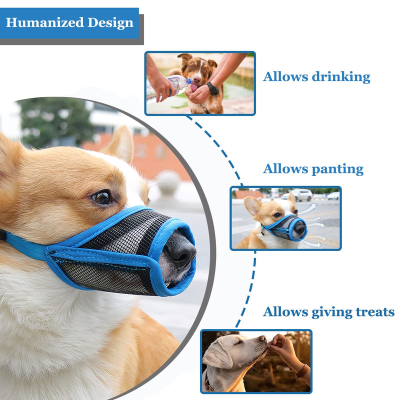 Dog Muzzle, Mesh Muzzle for Small Medium Large Dogs, Soft Dog Muzzle to Prevent Biting Chewing, Drinkable Breathable Adjustable Puppy Muzzle S(Snout: 4¾"-6") Black - BeesActive Australia