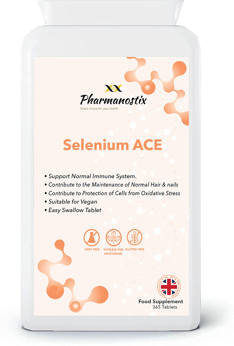Selenium ACE with Vitamins A, C & E � 365 Vegan Tablets � 12 Month Supply � for Maintenance of Normal Hair, Nails & Immune System � Made in UK - BeesActive Australia