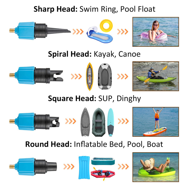 PAMASE Inflatable SUP Pump Valve Adapter Set- Standard Schrader Air Valve Adapter and Nozzle Air Pump Converter for Kayaking Surfboard Inflatable Bed Valve Adapter-6 Set - BeesActive Australia