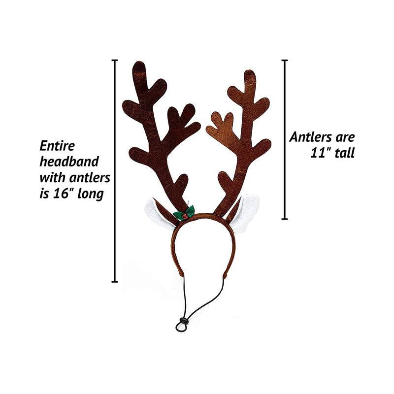Midlee Brown Reindeer Dog Antlers Headband with Jingle Bell- Pet Christmas Costume - BeesActive Australia