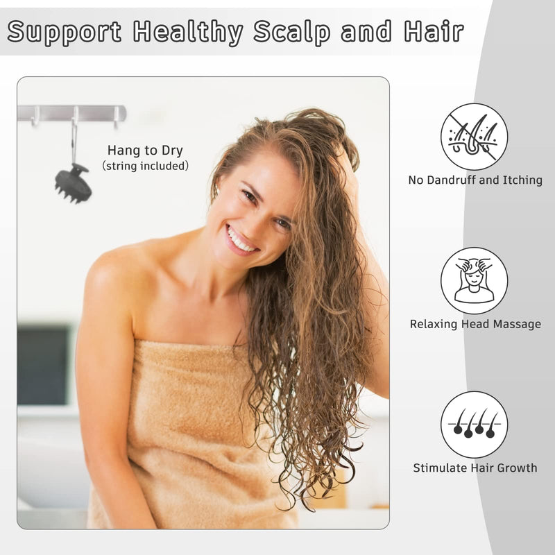 FREATECH Hair Scalp Massager Shampoo Brush, Shower Hair Brush with Long & Flexible Silicone Bristles for Scalp Scrub, Head Massage and Hair Growth, Dandruff Comb Scalp Scrubber Exfoliator, Black - BeesActive Australia