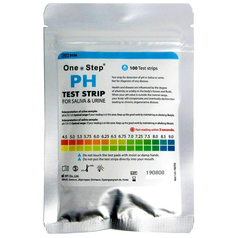 One Step: pH Tests Saliva & Urine 100 Strips - Range 4.5-9.0 100 Count (Pack of 1) - BeesActive Australia