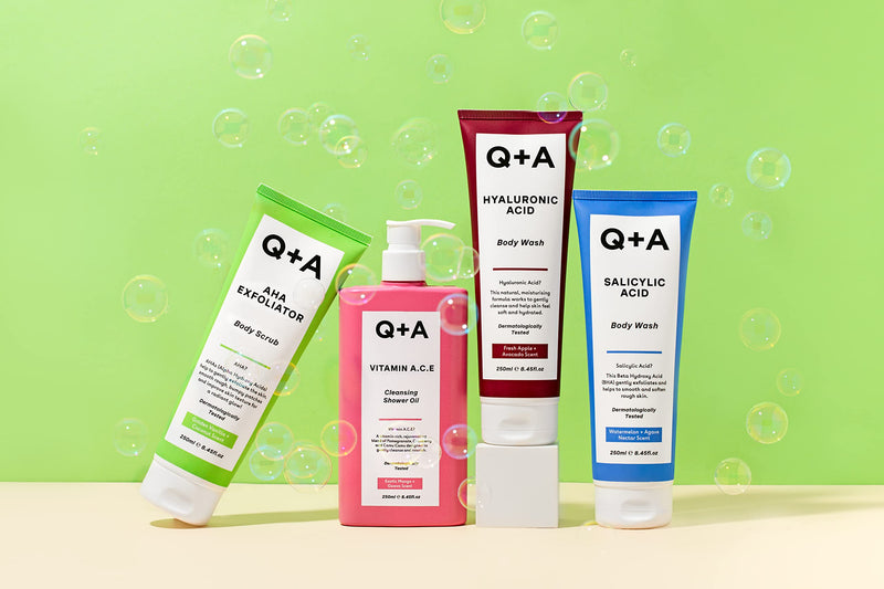Q+A AHA Exfoliator Body Scrub for Rejuvenating Body Care, a blend of AHA�s Lactic Acid and Glycolic Acid combined with exfoliants, improves skin texture and promotes soft and supple skin, 250ml - BeesActive Australia