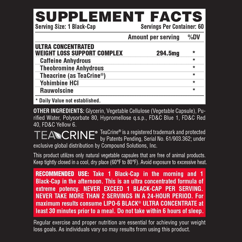 Nutrex Research Lipo-6 Black Ultra Concentrate | Thermogenic Energizing Fat Burner Supplement, Increase Weight Loss, Energy & Intense Focus |Capsule, 60Count 60 Count (Pack of 1) - BeesActive Australia