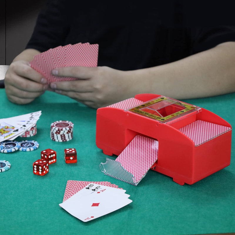 WYZworks Black/Red Casino 2 Deck Automatic Playing Card Shuffler - Battery Operated Electric for Blackjack and Poker Playing Card Games (1-2 Deck, Cards and Battery not Included) Red - BeesActive Australia