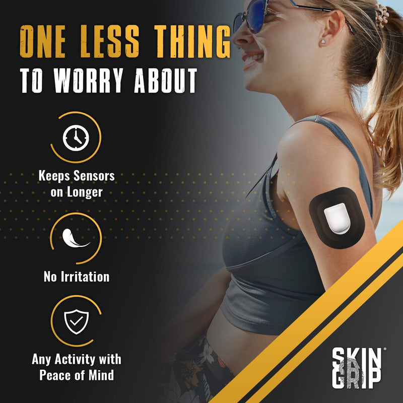 Skin Grip CGM Patches for Insulet Omnipod (20-Pack), Waterproof & Sweatproof for 10-14 Days, Pre-Cut Adhesive Tape, Continuous Glucose Monitor Protection(Black) Black - BeesActive Australia