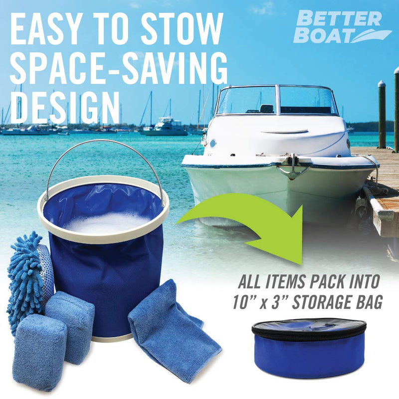 [AUSTRALIA] - Boat Cleaner Microfiber Sponge Bucket and Microfiber Wash Cloths | Interior Exterior Seats and Fiberglass Hull Cleaning Kit Washing Sponges 