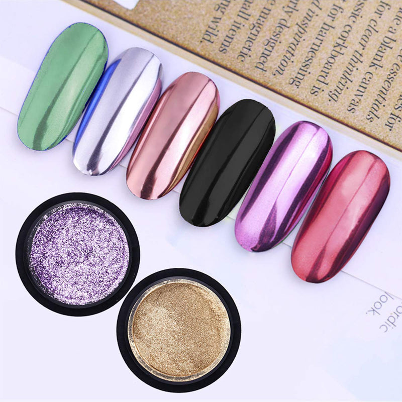 Nail Powders Metallic Chrome Nail Powder Mirror Effect Manicure Pigment Nail Art Powders (15) - BeesActive Australia