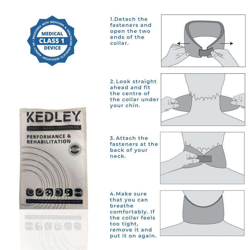 Kedley Foam Neck Collar Medical Grade Adjustable Neck Brace Support | Neck Support for Neck Pain | Cervical Neck Collar Soft and Comfortable Cervical Collar Neck and Spine Injuries (M/L (Senior)) M/L (Pack of 1) Black(1 pc) - BeesActive Australia