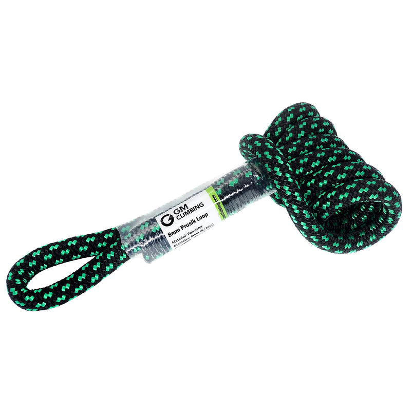 GM CLIMBING 8mm (5/16") Prusik Loop Pre-Sewn 18 inches / 24 inches Black-18 inch | One Unit - BeesActive Australia