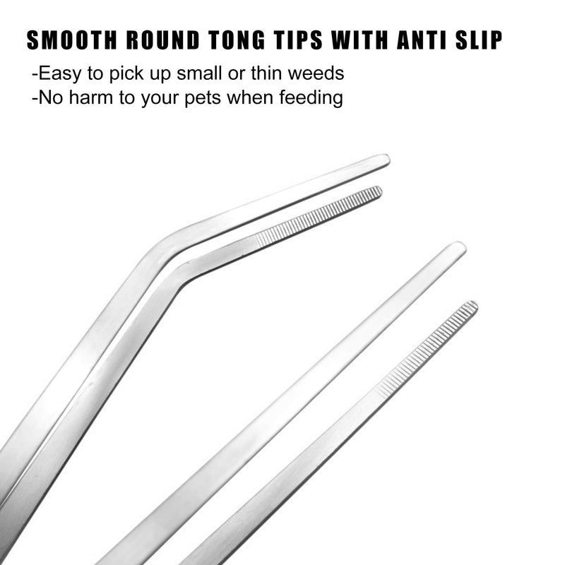 Longjet Feeding Tongs, 2 Pcs 10.6 Inch Stainless Steel Long Tweezers Forceps, for Reptile Lizards, Gecko, Bearded Dragon, Snake, Turtle Feeder and Aquarium Aquatic Plant Bonsai Starter Tools - BeesActive Australia