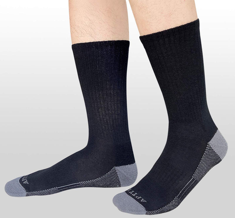 APTYID Men's Moisture Control Cushioned Crew Work Boot Socks (4-6 Pairs) 8-10 6 Pairs Black - BeesActive Australia