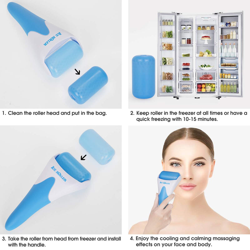 LKSDJGOH Ice Roller for Face & Eye Puffiness Relief, Face Roller Face Massager to Tighten Pores and Reduce Wrinkles, Eye Roller for Dark Circles, Relieve Migraine and Pain, Skin Care Products (Blue) Blue - BeesActive Australia