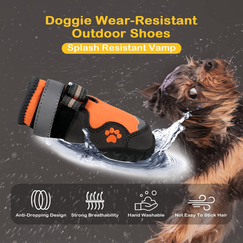 Dog Boots & Paw Protectors, Dog Booties for Hot Pavement, Dog Rain Boots, Dog Snow Winter Boots, Dog Shoes for Small Medium Large Dog Orange Size 1: Width 1.38'' ~1.57'' (Pack of 4) - BeesActive Australia