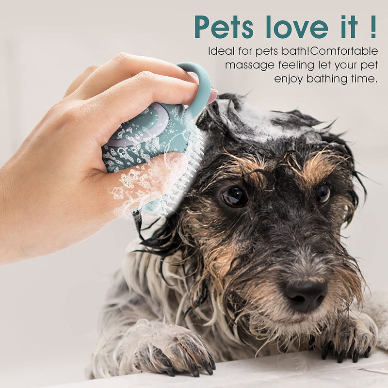 Molain Dog Cat Bath Brush Comb Silicone Rubber Dog Grooming Brush Silicone Puppy Massage Brush Hair Fur Grooming Cleaning Brush Soft Shampoo Dispenser(blue paw shape) Blue - BeesActive Australia
