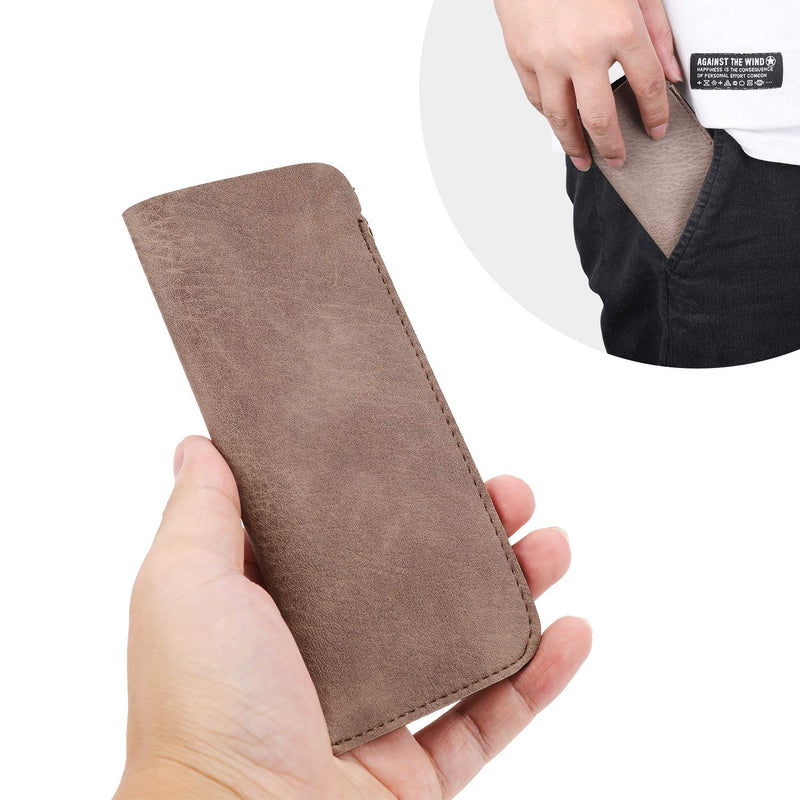 Hifot Leather Eyeglasses Case 3 Pack, PU Leather Soft Reading Glasses Pouch Spectacles Bag for Women Men Kids - BeesActive Australia