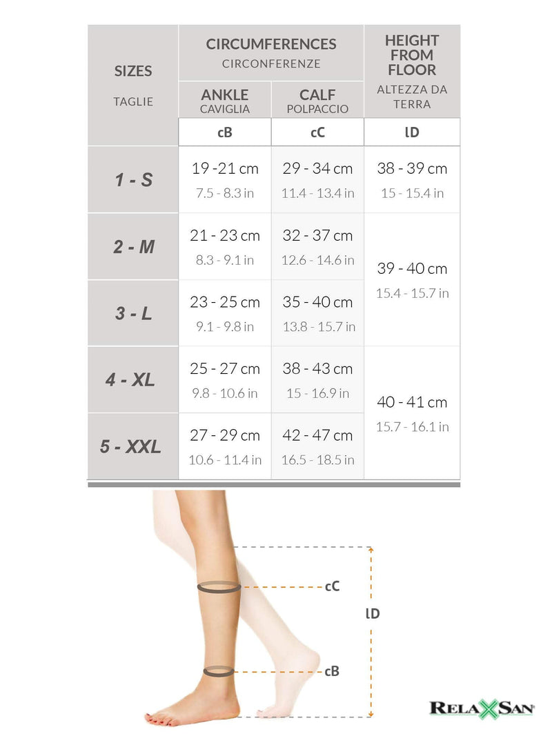 RELAXSAN M1050A Cotton open-toe medical compression knee high socks (15-20 mmHg), 100% Made in Italy X-Large Beige - BeesActive Australia