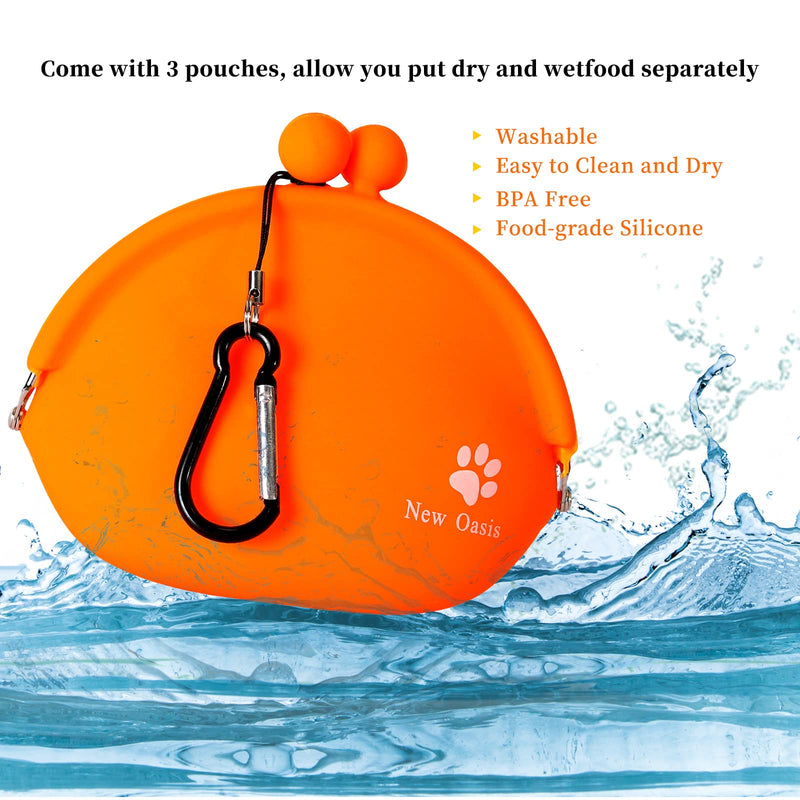 New Oasis Dog Treat Pouch, Big Silicone Dog Treat Pouch Reusable, Dog Training Treat Pouch Coin Purse Key Case Silicone Coin Pouch Dog Pouch Orange - BeesActive Australia