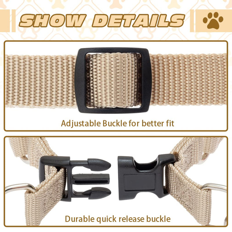PUPTECK No Pull Dog Harness Soft Adjustable Basic Nylon Step in Puppy Vest Outdoor Walking with ID Tag Small Cream - BeesActive Australia