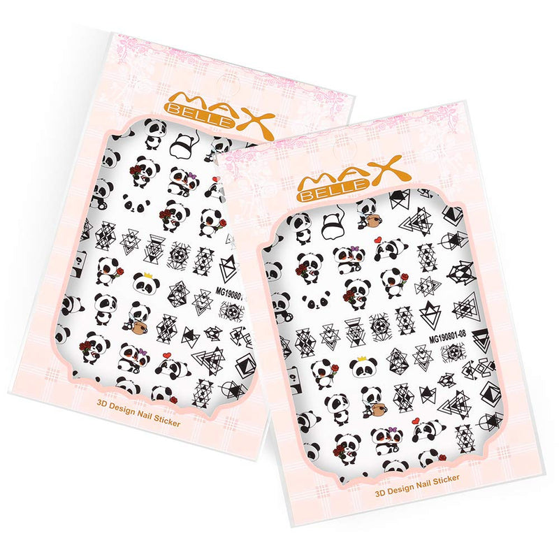 Nail Stickers on Nails Cute Panda Series Stickers for Nails Nail Art Self-adhesive Stickers Decals (black) Black - BeesActive Australia