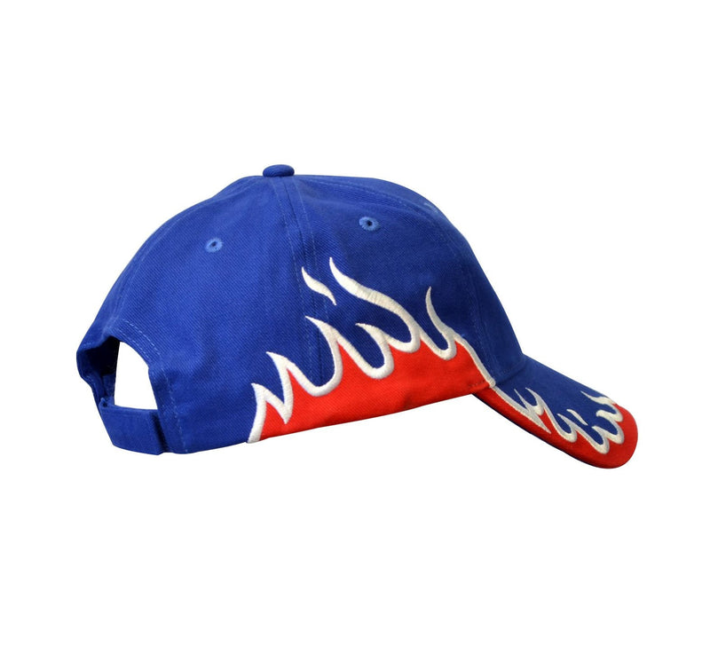 Tirrinia Cotton Racing Cap with Embroidered Fire Flames Flame Royal - BeesActive Australia