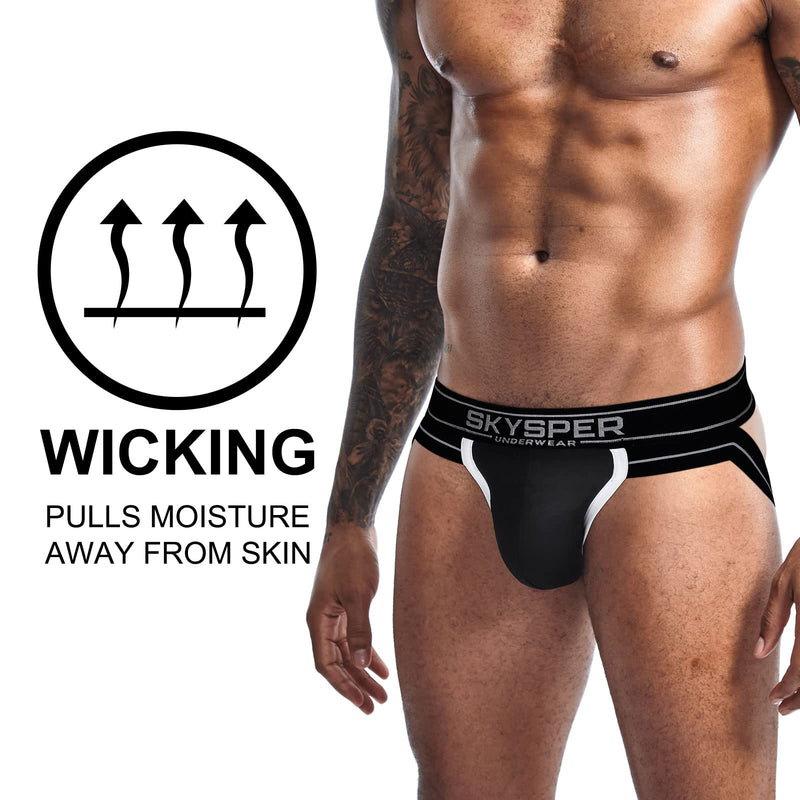 SKYSPER Mens Jockstrap Underwear Jock Straps Male Athletic Supporters for Men Sg29-black Large - BeesActive Australia