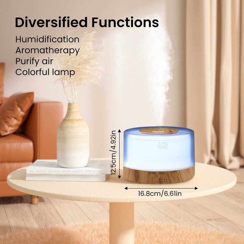 700ML Essential Oil Diffuser, Remote Control Aromatherapy Diffuser with 7 LED Light Colors, Adjustable Mist Mode and Waterless Auto-Off Oil Diffusers Humidifier, Diffusers for Home Bedroom Yoga Sleep Light Wood Grain With Remote Control - BeesActive Australia