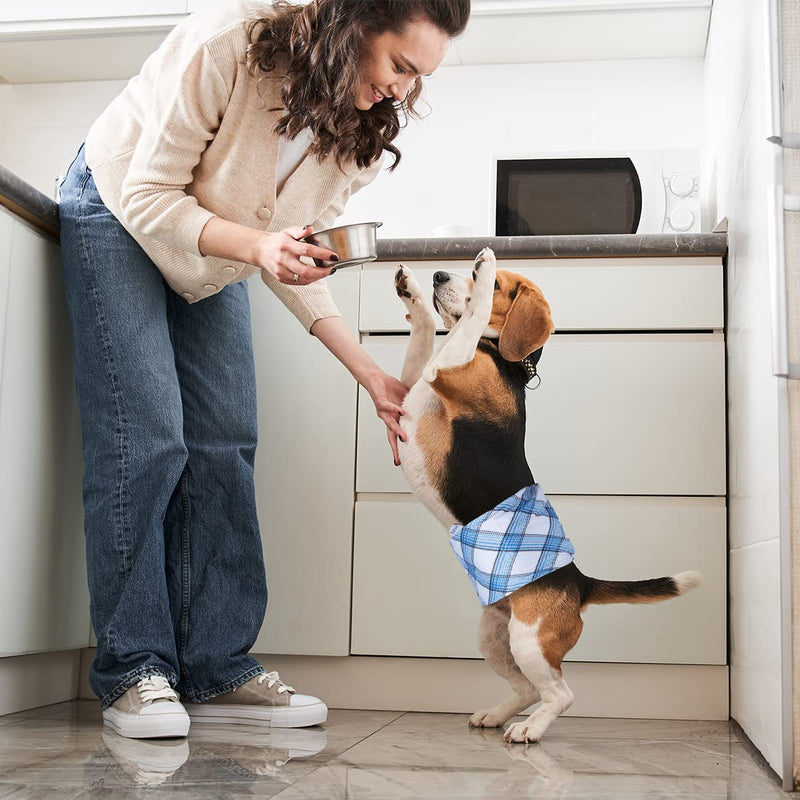 Pet Soft Dog Belly Bands - Washable Male Dog Diapers Belly Band for Male Dogs, Reusable Male Dog Belly Wraps 3pack for Doggy Puppy(Blue Plaid, S) Blue Plaid Small (9''-12'') - BeesActive Australia