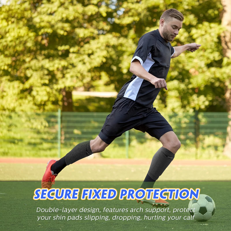 Soccer Shin Guards Sleeves 4 Pairs Flexible Soccer Shin Guard Leg Performance Support Polyester Soccer Shin Guard Sleeve Holder with Pocket for Soccer Sport Black Large - BeesActive Australia