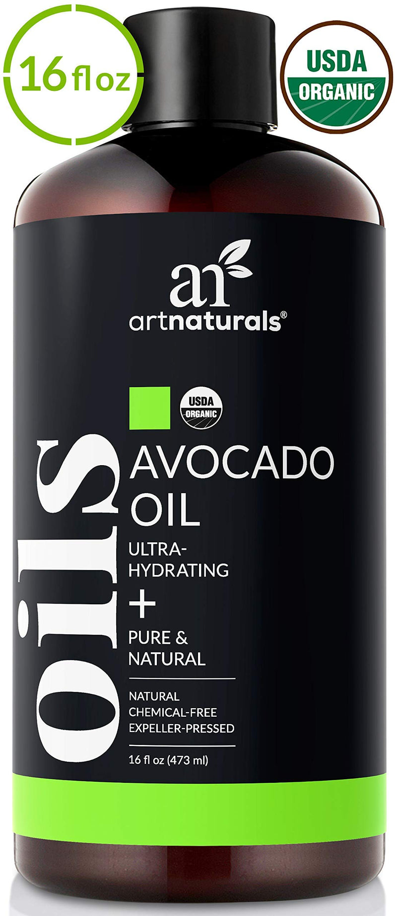 Artnaturals USDA Organic Avocado Oil - (16 Fl Oz / 473ml) - Massage Oil & Moisturizer – 100% Pure Expeller Pressed, Hexane Free for Cooking Hair, and Skin – Treatment for Age Spots Dry Skin and Scars - BeesActive Australia