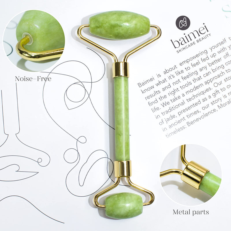 BAIMEI Jade Roller and Gua Sha Tool, Facial and Neck Massager, Gua Sha Soothes, Calms and Relaxes The Skin, Eliminates Eye Puffiness - BeesActive Australia