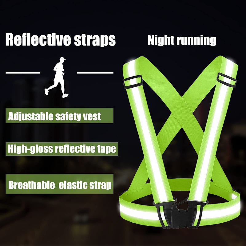 ANDAST Running Reflective Vest Gear 2 Pack,High Visibility Adjustable Safety Vest for Night Jogging,Dog Walking Green+black - BeesActive Australia