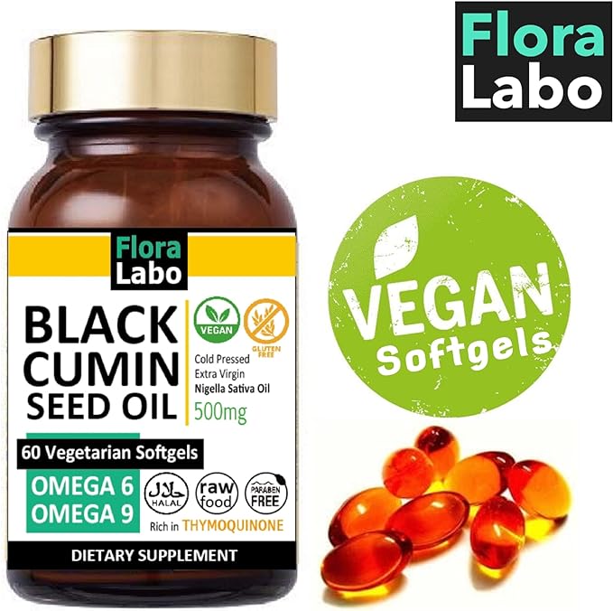 Black Cumin Seed Oil 500mg 60 tablets for about 30 days | Flora Labo German-made, biodynamic farming, cold-pressed, extra virgin oil BLACK CUMIN SEED OIL SOFTGELS SUPPLEMENT - BeesActive Australia